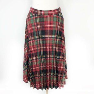 Vtg Catch Can Red Green Pleated Christmas Plaid Sk